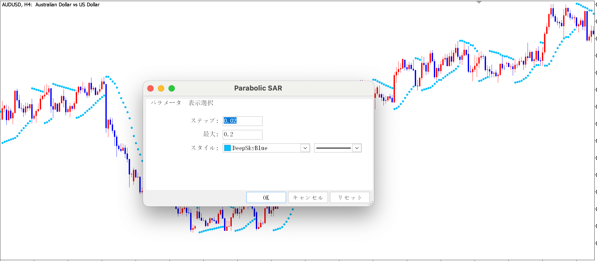 パラボリックのパラメータ設定画面